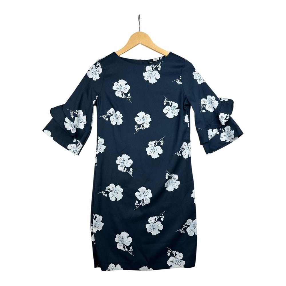 Banana Republic‎ Floral Print Bell Sleeve Dress size 2 Blue/White